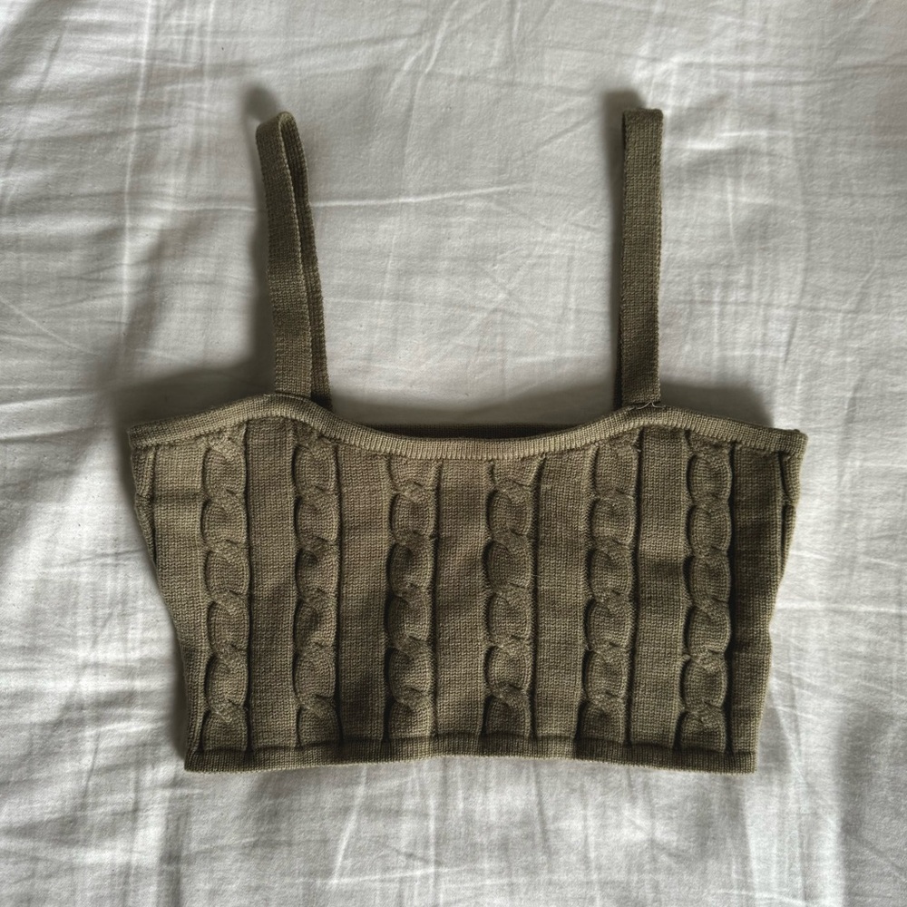 Altar’d State khaki green knit bandeau crop top